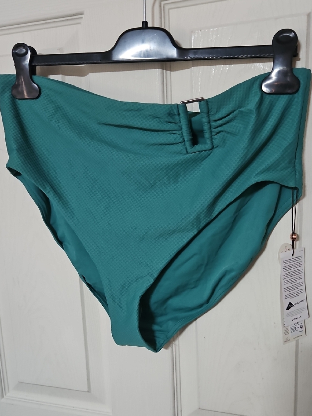 CALIA Women's Asymmetrical Rectangle Trim Swim Bottoms: JUNGLE GREEN: NWT: SZ XL